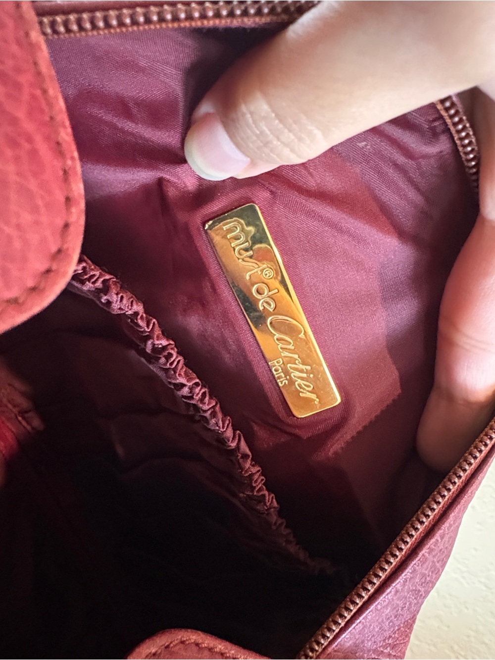 Cartier Bordeaux Leather Handbag - Picture 14 of 16